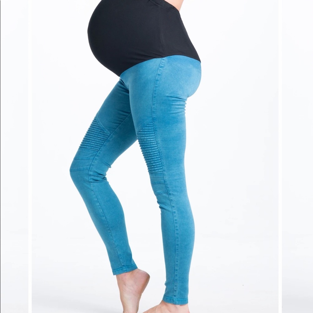 Preggo Leggings Blue Crush Moto